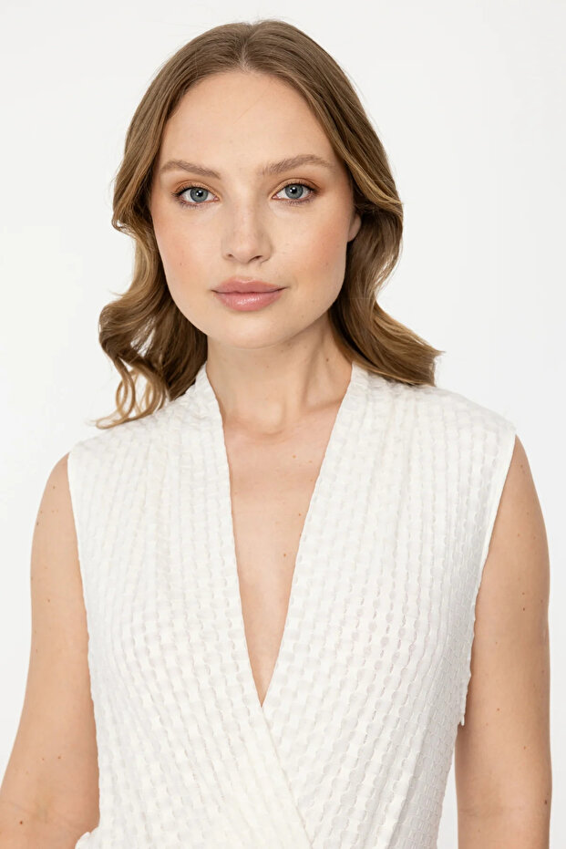 فستان ميدي منقوش ذاتيًا - 5