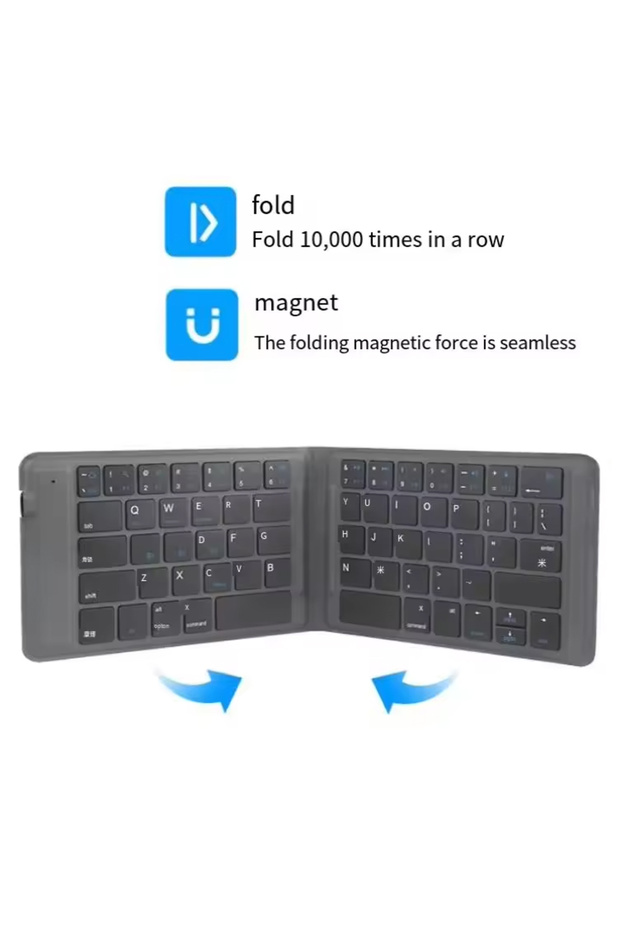 Katlanabilir Bluetooth Klavye Taşınabilir Android Windows iOS Uyumlu Katlanabilir İngilizce Q ZR672 - 5