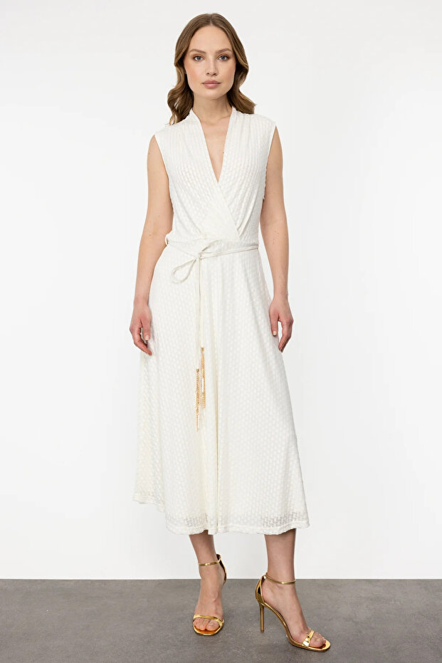 فستان ميدي منقوش ذاتيًا - 2