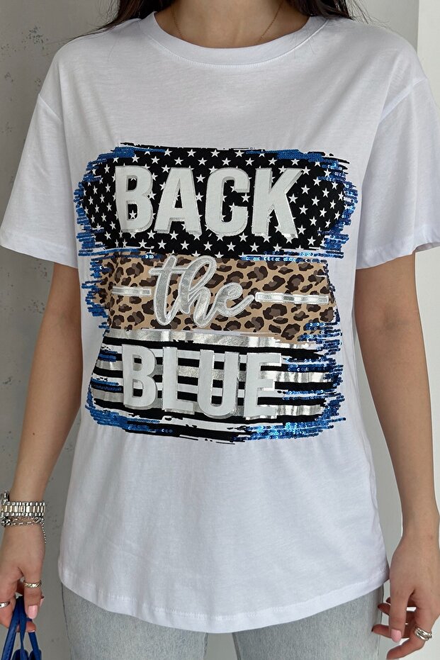Women's White Foil Printed Cotton T-Shirt