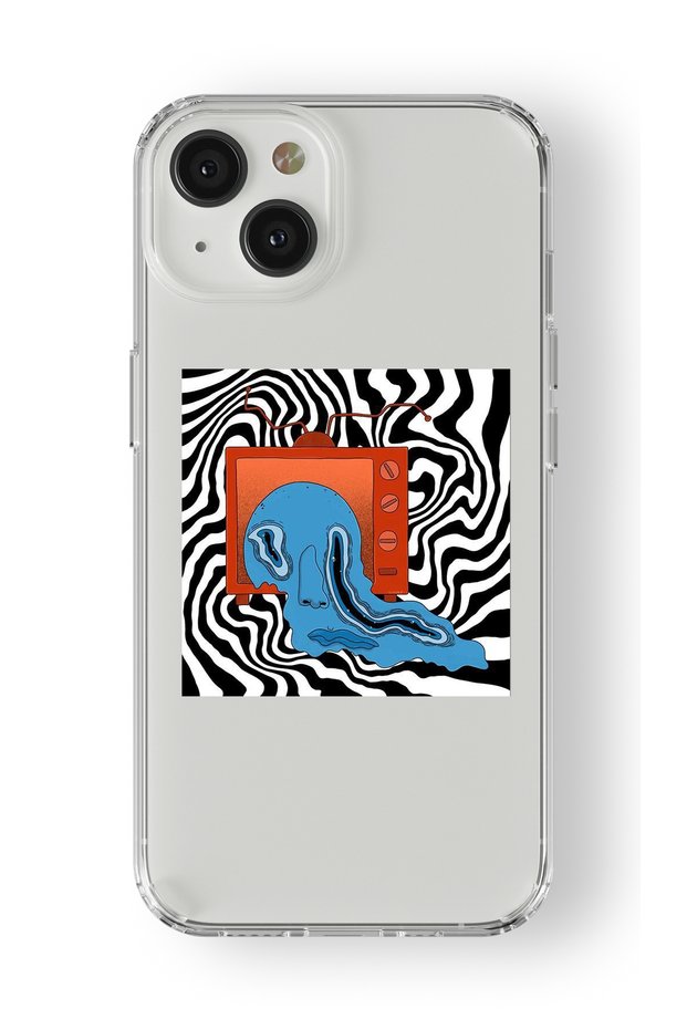 iPhone 15 Compatible Hypnotic Design Printed Transparent Case