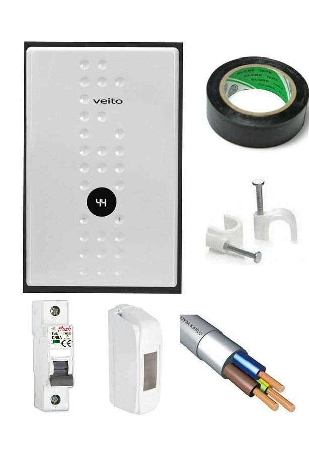 flow e9 9000 watt merkezi sistem güneş su ısıtma sistemıne uyumlu 3mt kablolu tam takım set - 1