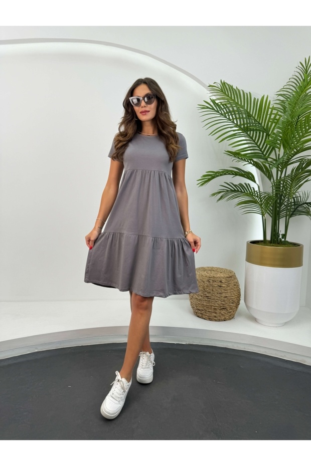 Antrasit Basic Elbise - 3