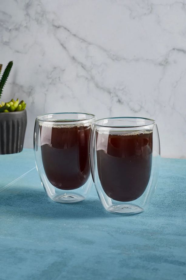 Çift Cidarlı 350ML 2'li Cam Bardak - 5