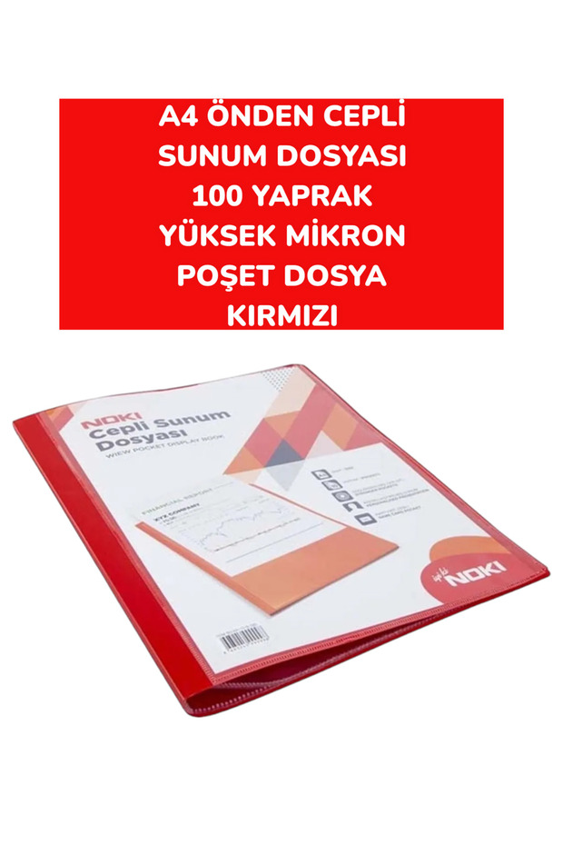 A4 ÖNDEN CEPLİ  SUNUM DOSYASI 100 YAPRAK YÜKSEK MİKRON  POŞET DOSYA NOKİ - 1