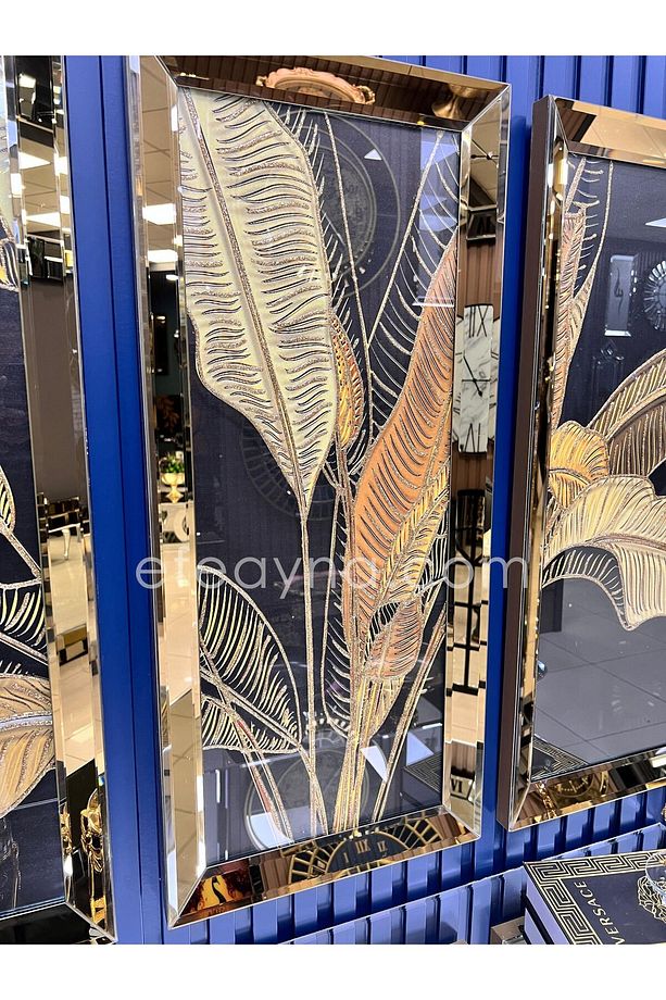 STARLİÇE - 3'LÜ GOLD AYNA TABLO SETİ-40x90cm  (40x90cm  x 3adet tablo ) - 5