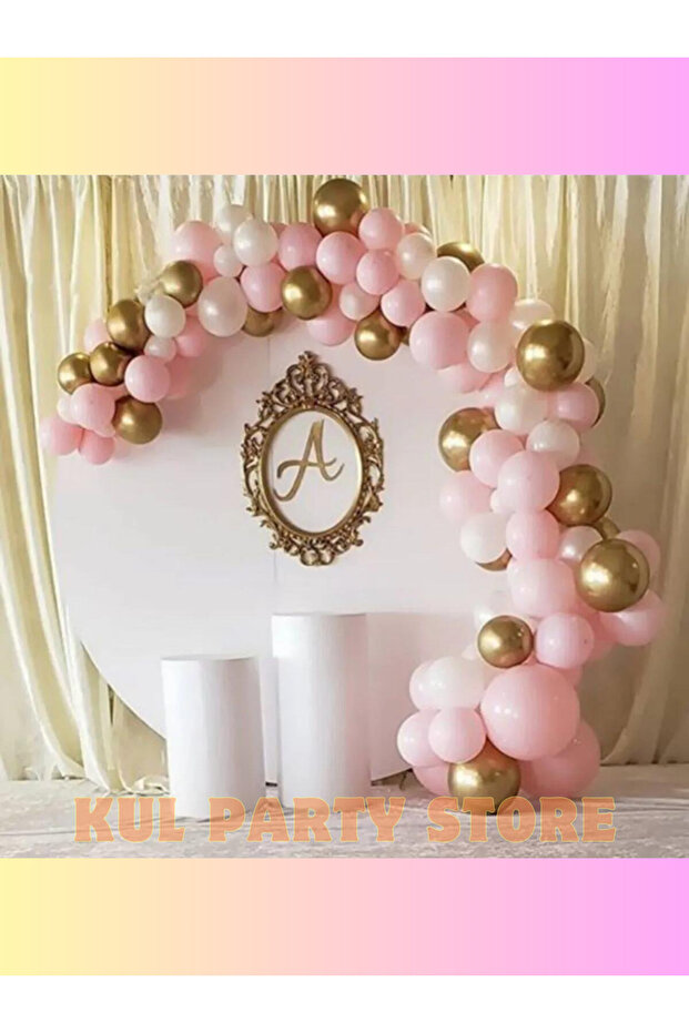 50Pcs Pink White Gold Balloon Chain Ornament Set Birthday Bride Birth Celebration Balloon Concept