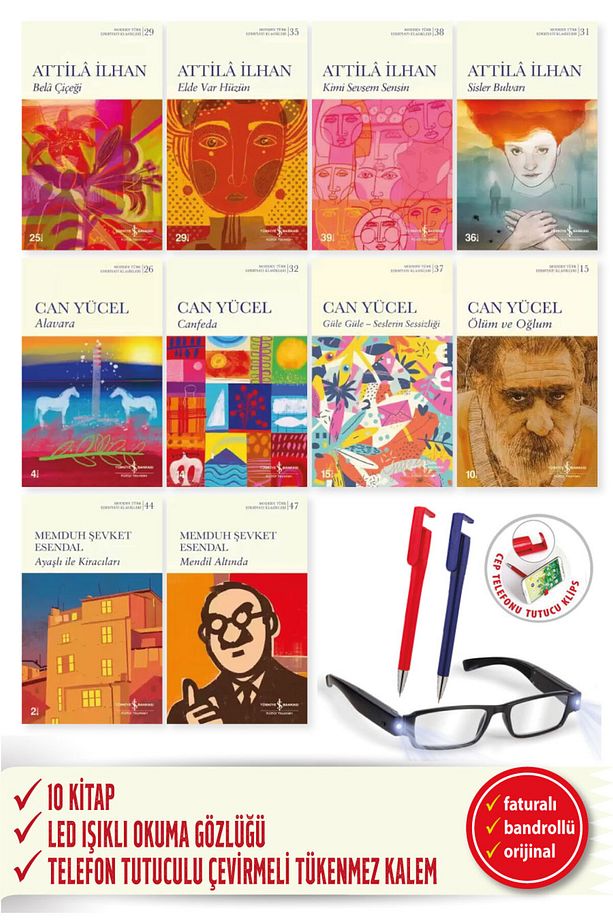 Attila Atilla İlhan+Can Yücel+M.Ş.Esendal 10 Kitap Set Bela Çiçeği Elde Var Hüzün Can Feda Mendil - 1