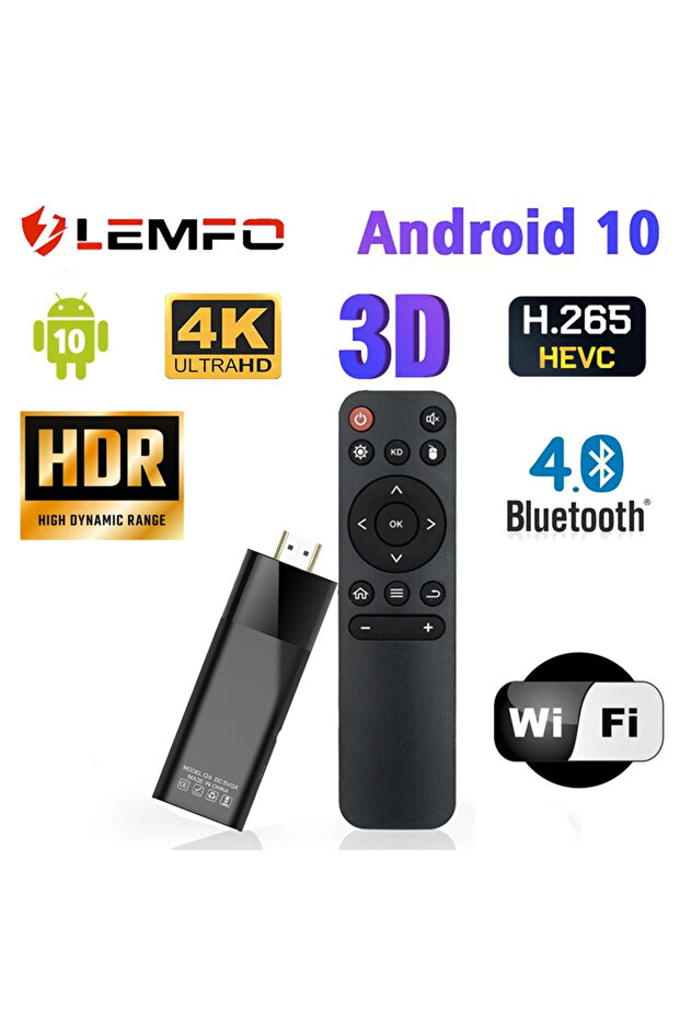 LEMFO Q6 Smart TV Stick Android 10 Dual Wifi 4K HDR10 2GB 16GB Mini TV Stick Android 10.0 Smart T... - 2