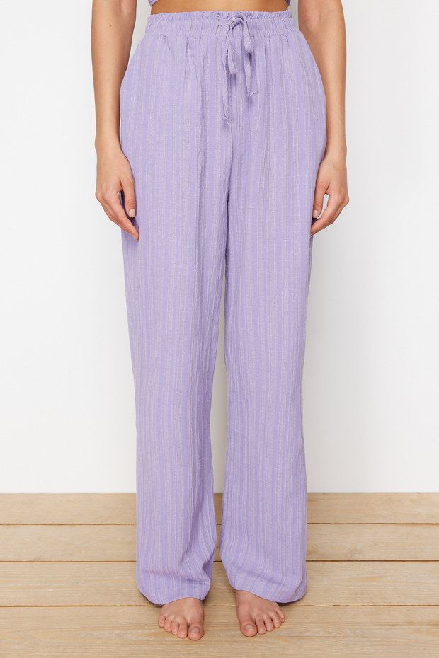 Lila Dokulu Bluz Pantolon Plaj Takım TBESS24AU00076 - 6