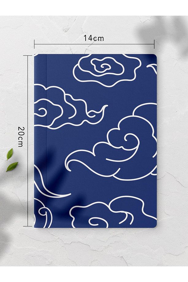 Çizgisiz Defter, Mavi ve Desenli Notebook, Not Defteri, Akıl ve Anı Defteri, 64 Sayfa, 14*21cm - 2
