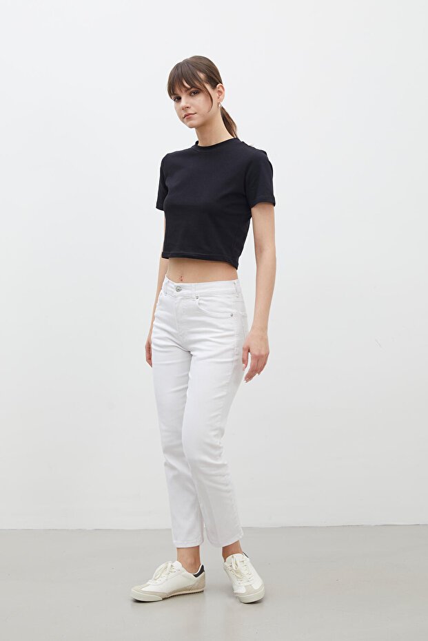 SPODNIE DENIMOWE BOOTCUT FIT BIAŁY - 4