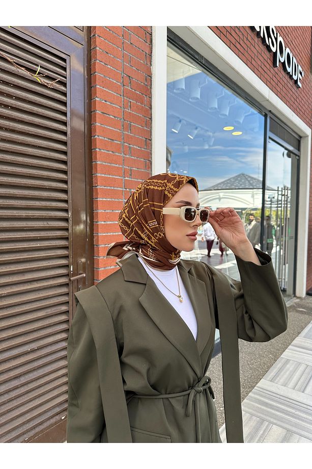Firuze Desenli Eşarp Kahve - 2