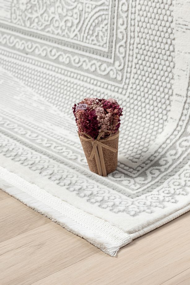 SİRİUS COLLECTION Gri Luxury Modern Saçaklı Yumuşak Dokuma Makine Halısı Salon Oturma Odası Mutfak - 2