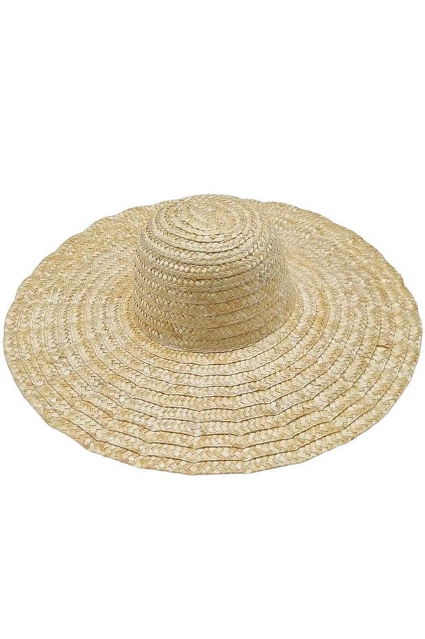Kadın Vintage Dalgalı Ruffles Model El Yapımı Organik Hasır Şapka - 6