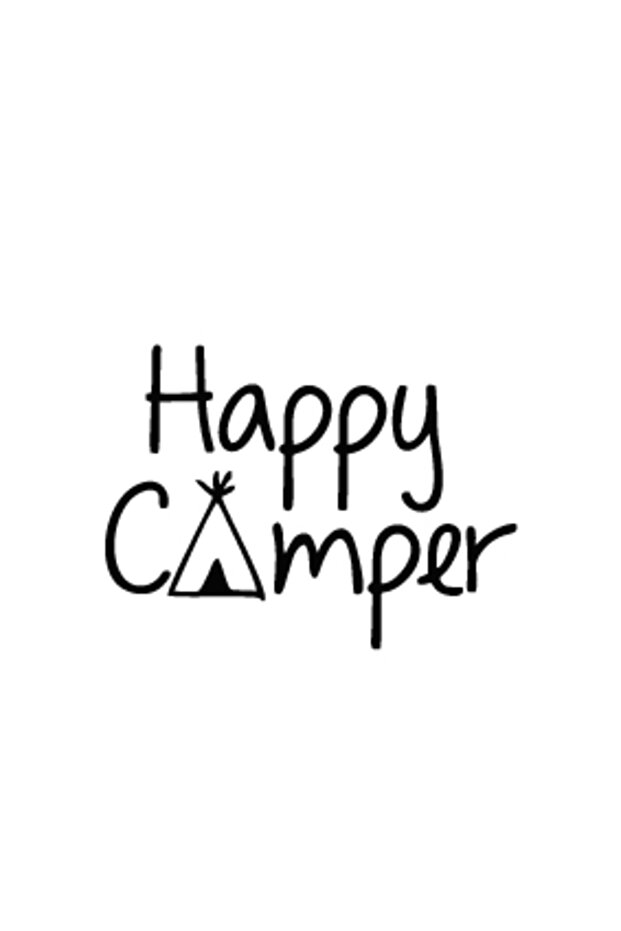 قافلة التخييم Happy Camper باللون الأسود - 17x17 سم