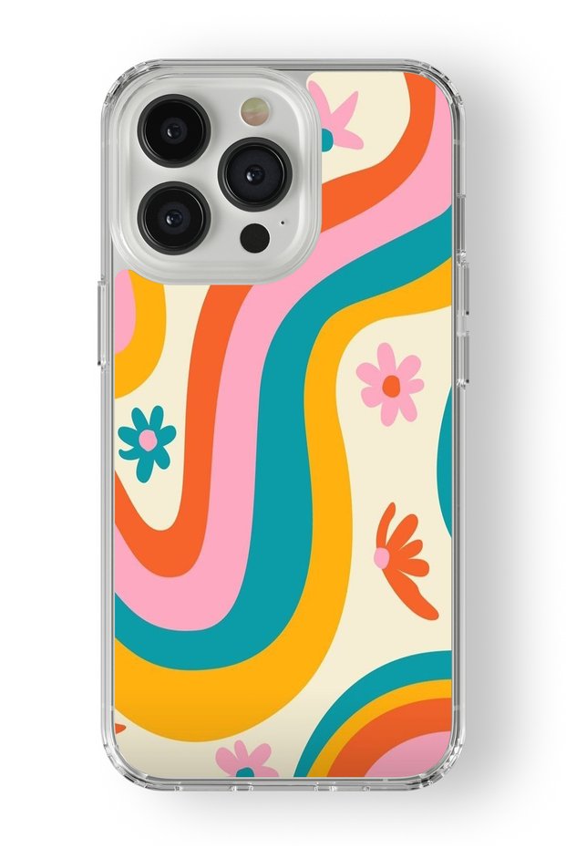 حافظة شفافة مطبوعة بتصميم انتقالي ملون متوافق مع هاتف iPhone 14 Pro Max