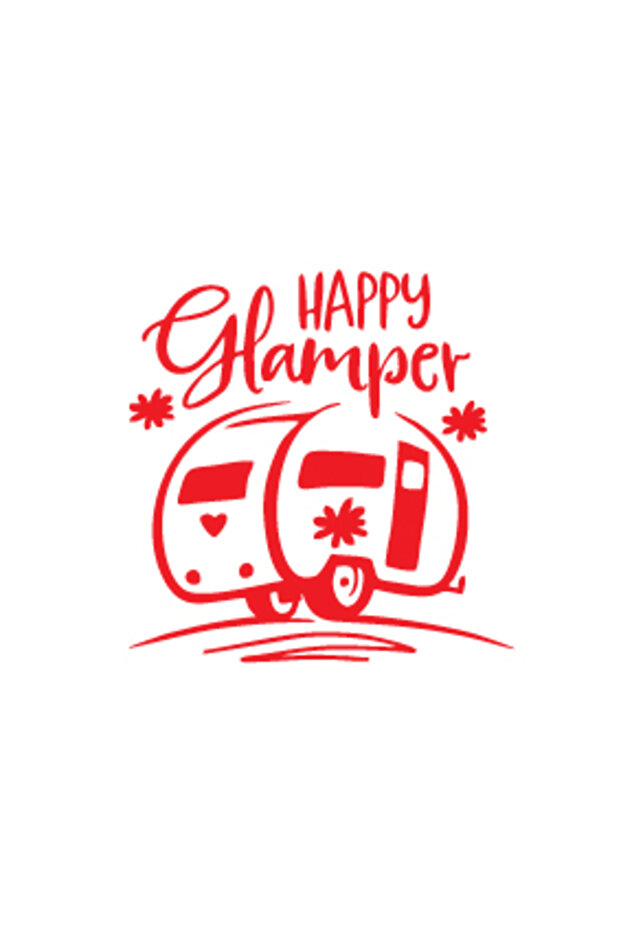 قافلة التخييم Happy Camper باللون الأصفر - 17x17 سم