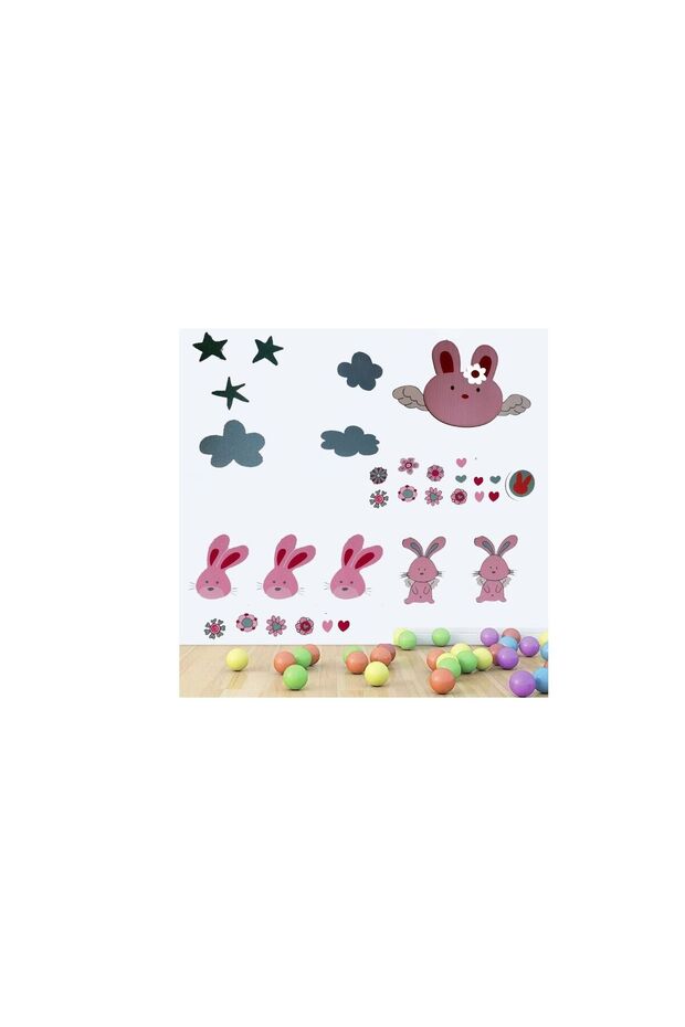 ملصق تزيين الحائط منقوش على شكل أرنب PVC 50x70 سم XFG112