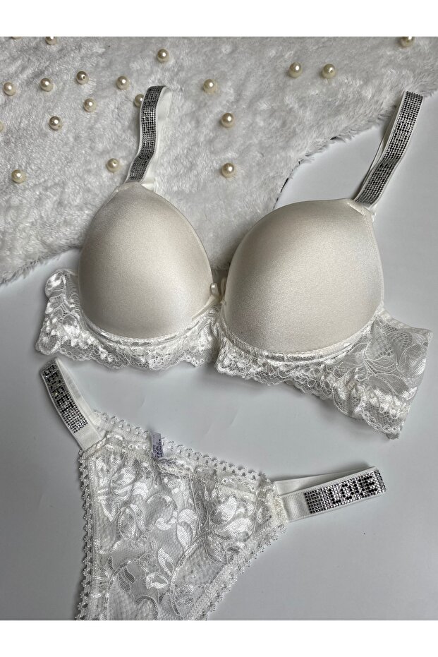 مجموعة حمالة صدر مبطنة صغيرة مرصعة بالأحجار - 2