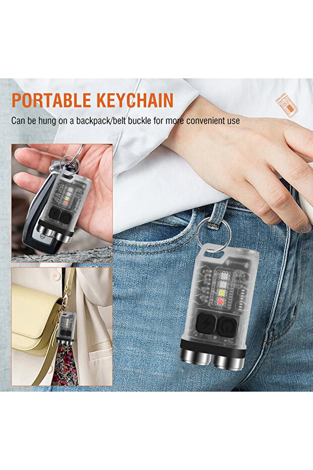V3 Powerful Edc Led Keychain Flashlight 1000lm Mini Portable Work Light Type-c Rechargeable Torch... - 7