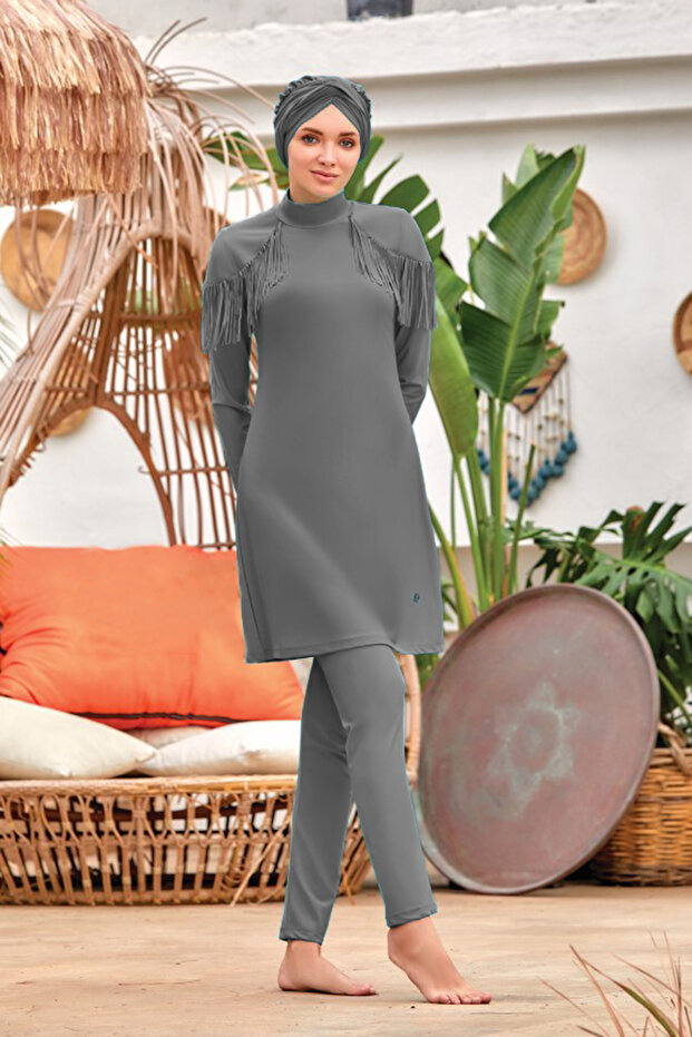 Lycra Fully Covered Hijab Swimsuit Ramira 4105 Anthracite Remsa Swimsuit