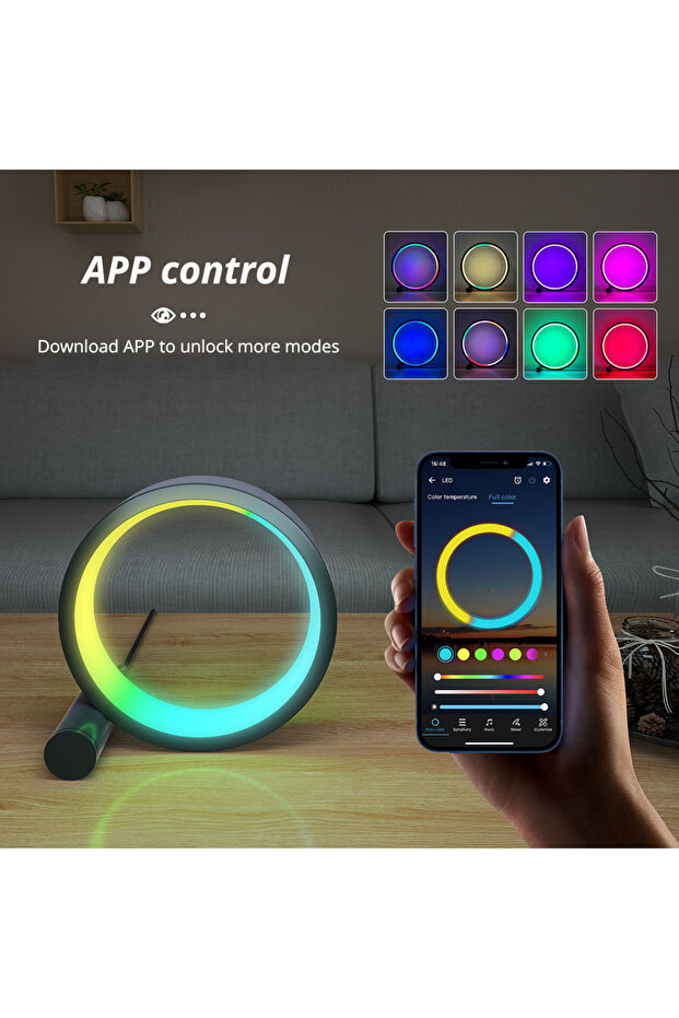 Smart LED Night Light RGB Desktop Atmosphere Desk Lamp Bluetooth APP Control Suitable for Game Ro... - 3
