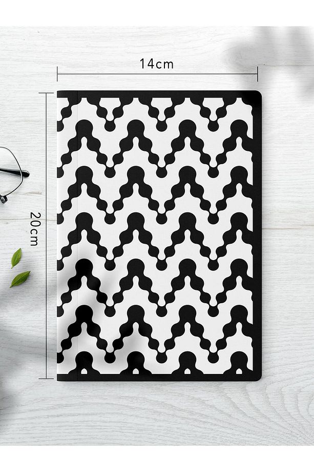 Çizgisiz Defter Seti, 2 Adet Geometrik Desenli Notebook, Not Defteri, Anı Defteri, 64 Sayfa Orta Boy - 3
