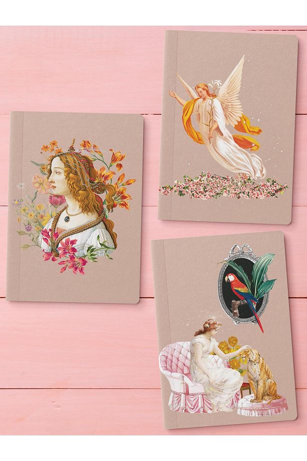 Çizgisiz Defter Seti, 3 Adet Not Defteri, Notebook Journal Seti, Anı Defteri, 64 Sayfa Orta Boy - 1