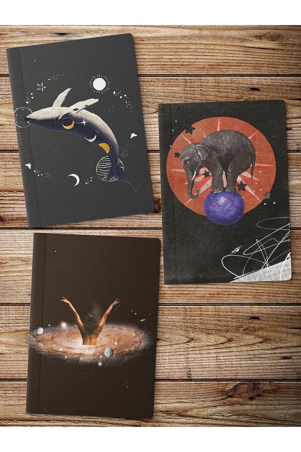 Çizgisiz Defter Seti, 3 Adet Not Defteri, Notebook Journal Seti, Anı Defteri, 64 Sayfa Orta Boy - 2