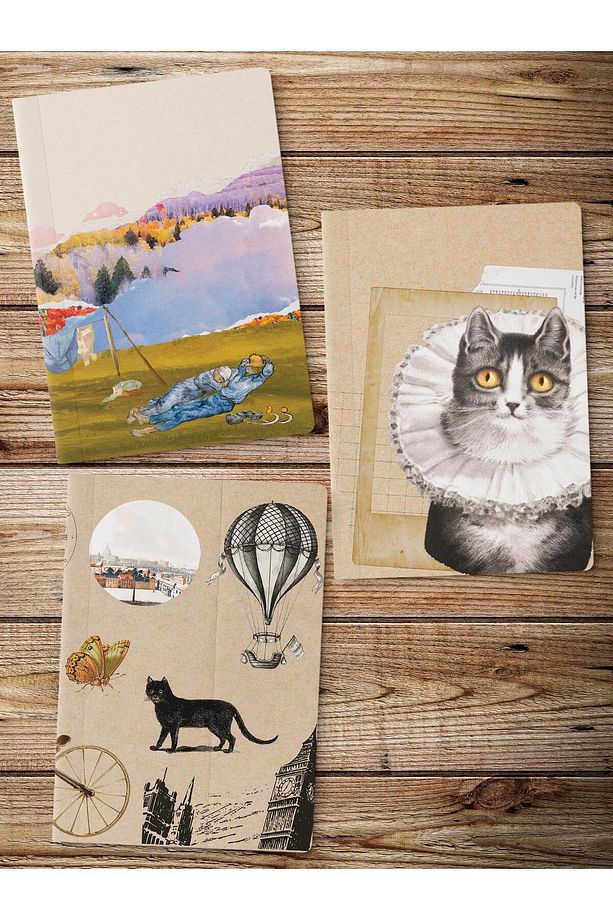 Çizgisiz Defter Seti, 3 Adet Not Defteri, Notebook Journal Seti, Anı Defteri, 64 Sayfa Orta Boy - 2