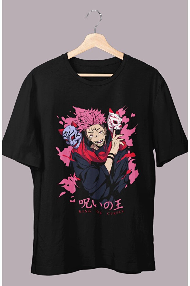 Oversize JJK Sukuna King Of Curses Printed T-shirt, Unisex Anime Printed T-shirt