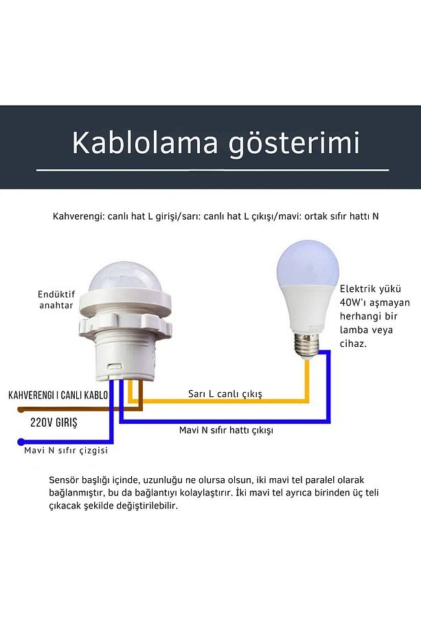 Pır Hareket Sensörü 40w 220v - 6