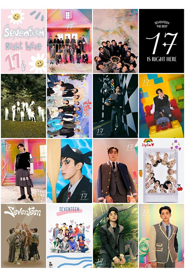 مجموعة بطاقات صور بتصميم منقوش لفرقة KPOP Seventeen مقاس 16 بوصة