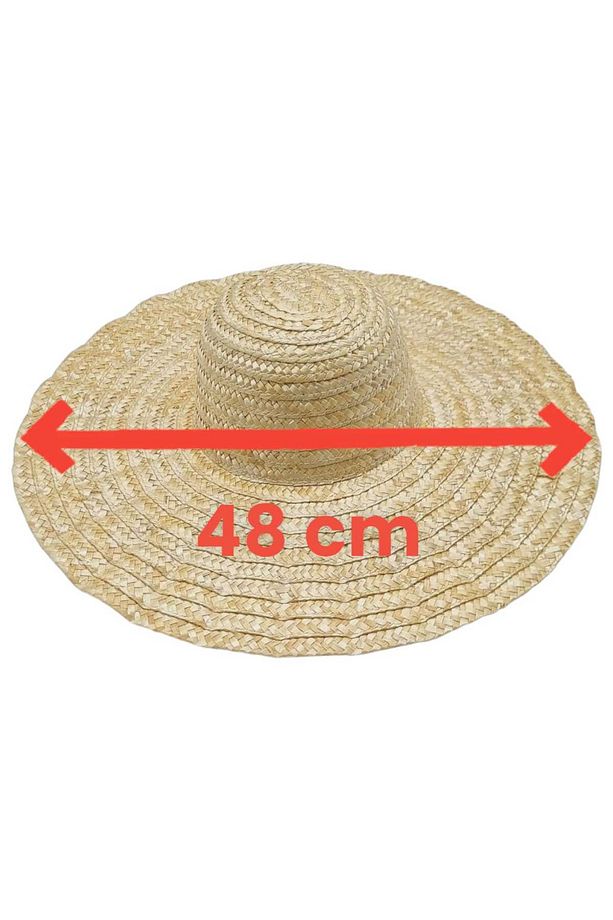 Kadın Vintage Dalgalı Ruffles Model El Yapımı Organik Hasır Şapka - 3
