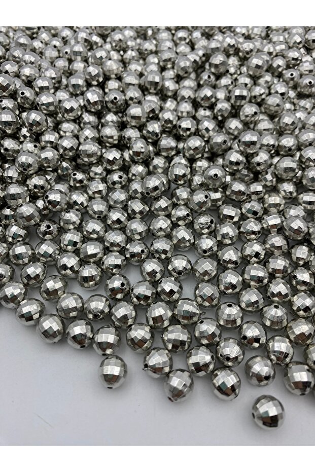 10mm World Model Silver-Nickel Color CCB Metallized Plastic Beads, Jewelry, Bag Beads (100g, ~190 Pieces)