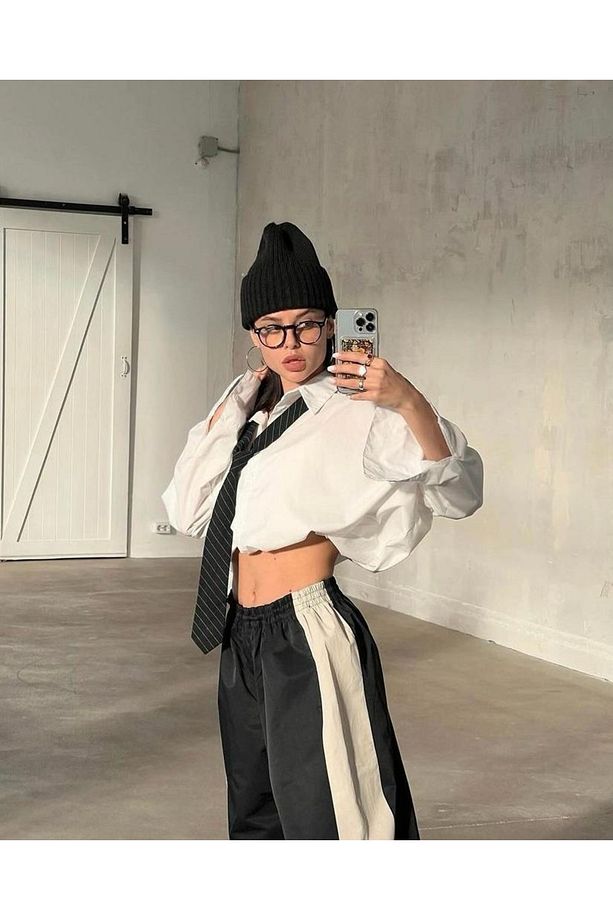 Y2k Retro Black Line Baggy Unisex Eşofman Altı - 2