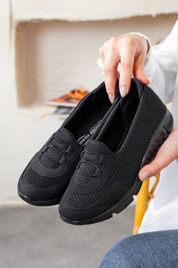 Women's Black Orthopedic Sports Ballerinas