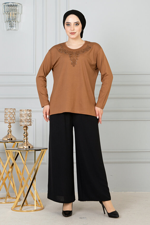 New Women's Middle Age and Above Lycra Mother Combed Cotton Lycra Comfortable Blouse (Collar Pattern Varies