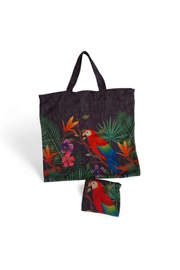 حقيبة شاطئ للتسوق متعددة الأغراض بنمط الببغاء - 1