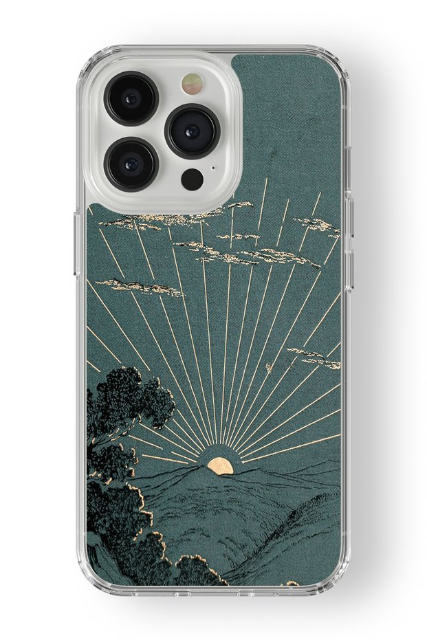 حافظة شفافة مطبوعة بتصميم شروق الشمس متوافقة مع هاتف iPhone 13 Pro Max