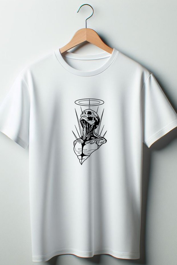 Angel Printed Oversize Crew Neck White T-shirt