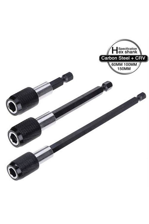 Profesyonel  Paslanmaz Vanadium Çelik   6 10 15 Cm 3 Lü Bits Uzatma Adaptörü 3 Adet - 2