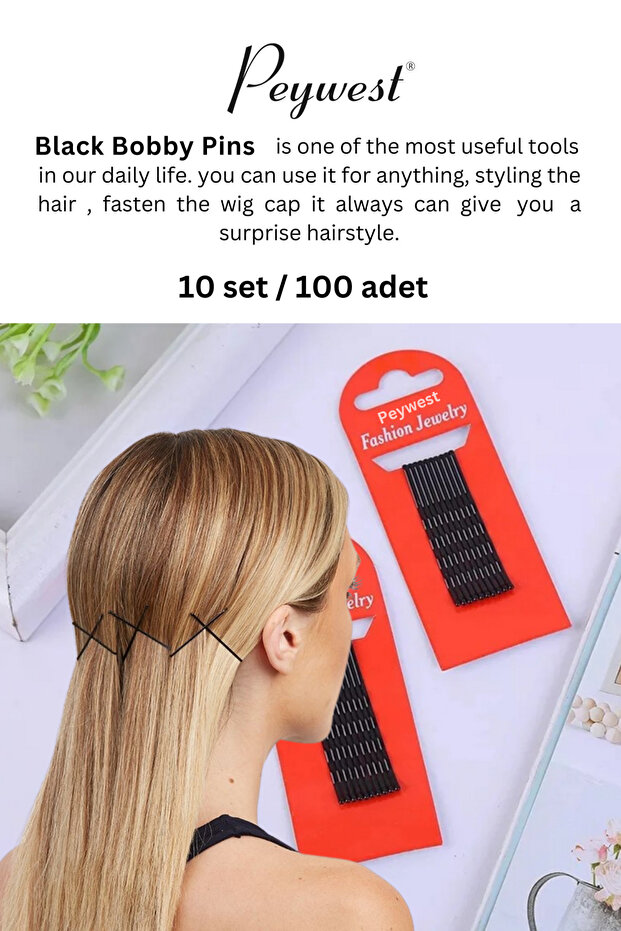 100 Black Bobby Pins - Hair Wire and Hair Clip