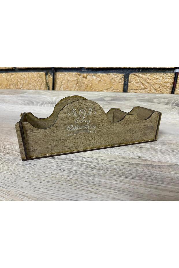 Cafe Restaurant Wooden Napkin Holder Sugar Bowl Sauce Bowl