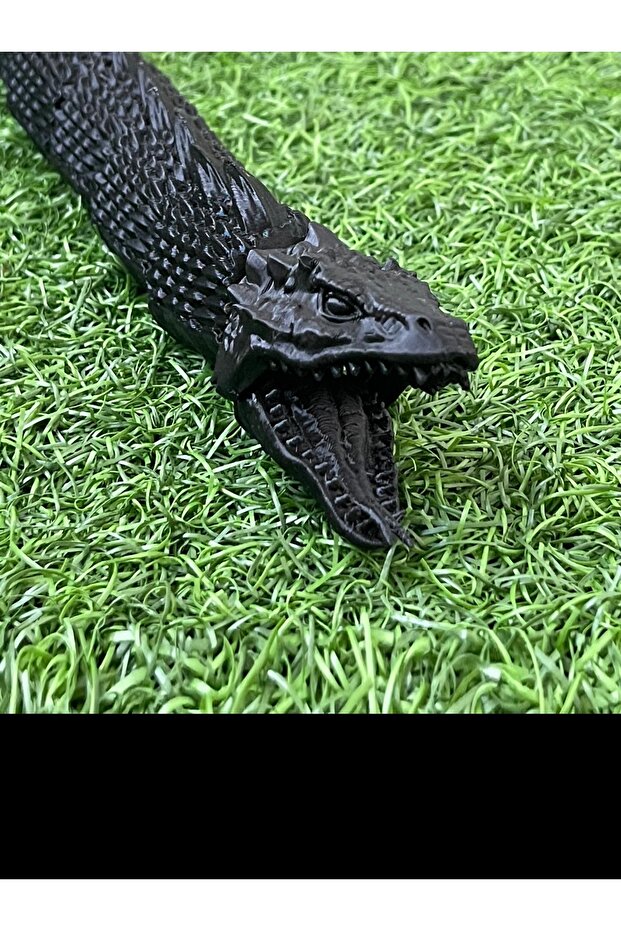 Hareketli Siyah Basilisk Yılan Oyuncak Figürü (Flexi Yılan) - 4