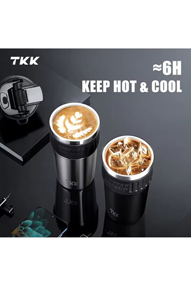 TKK 630ml Pipetli/Pipetsiz Kullanım Askılı Paslanmaz Çelik Mug (Red) - 4