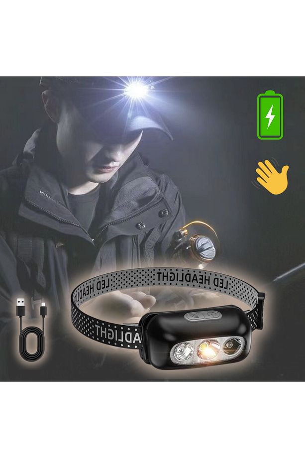Sensörlü Kafa Lambası Kamp Balıkçılık ve Günlük Yaşam Şarjlı Led Işık - 1