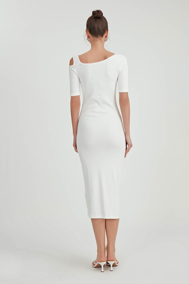 Omuz Detaylı Uzun Örme Elbise - 5