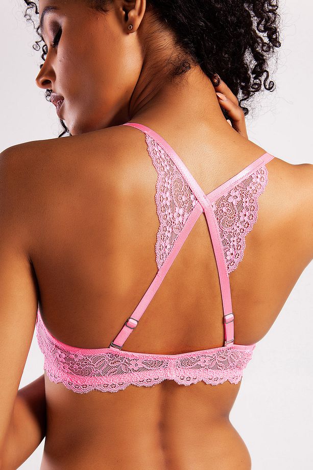 GITHA A Plus Pembe Sırt Detayı Dantelli Destekli Foam Cup Push Up Sütyen - 4